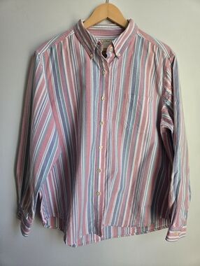 L.L. BEAN Pink Multi-Stripe Button-Down Shirt